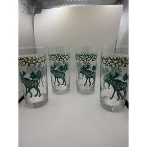 Set of 8 Tienshan Folkcraft Moose Country Drinking Glasses - 15 oz Libbey